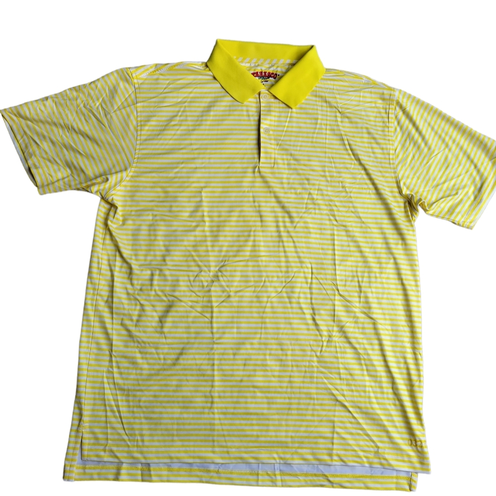 Tabasco Sport Mens Polo Golf Striped Country Club Casual Large L Yellow White